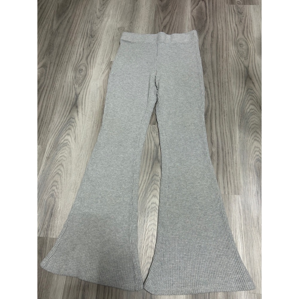 Aerie Womens Waffle Knit Flare Leg Thermal Pants Gray Medium Long M‎ Long Gray